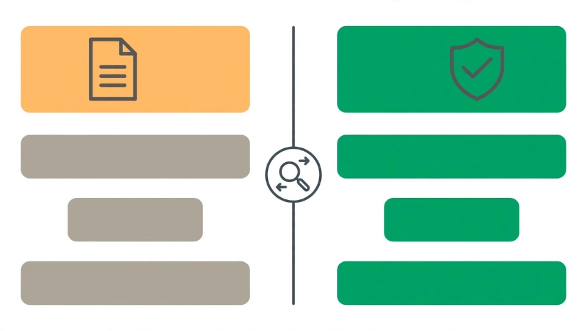 Visual comparison of candidate-declared information versus employer-verified information during BGV