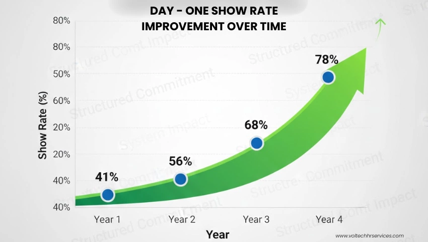 Day One Show Rate Improvement Graph