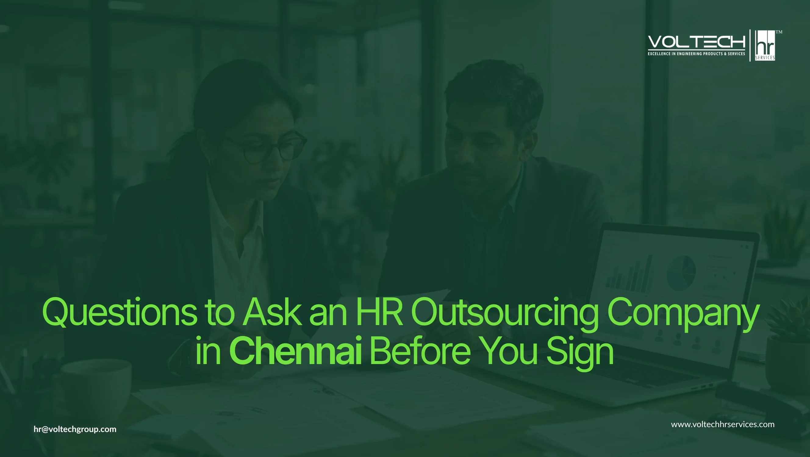 Business owner reviewing an HR outsourcing contract checklist before signing in Chennai