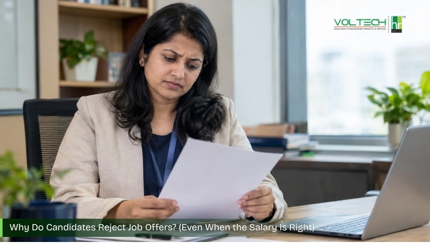 Recruiter reviewing why a candidate rejected a job offer despite a competitive salary